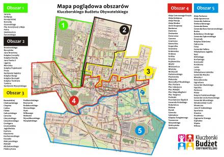 Kluczborski Budżet Obywatelski mapa poglądowa obszarów